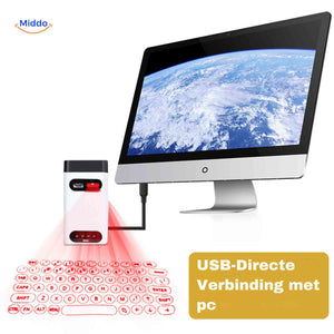 USB laser keyboard projector with direct PC connection capability.
