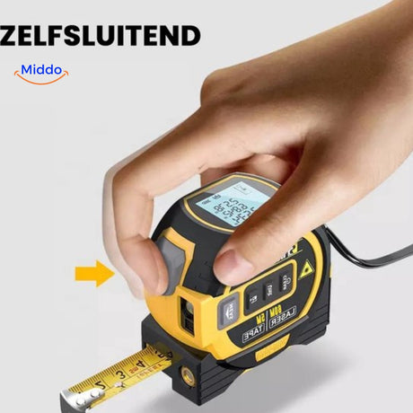 ProMeasure laser tape measure with automatic self-retracting tape function