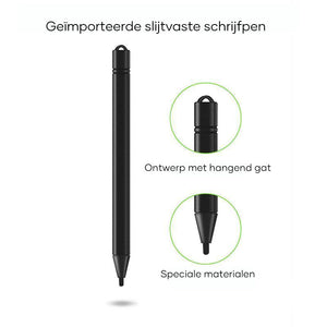 LCD tablet with stylus pen featuring convenient hanging hole attachment