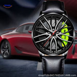 Automatic watch with leather band and green accents for sophisticated style.