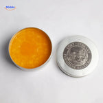 Leather-restoring balm packaging displaying product name and usage instructions.