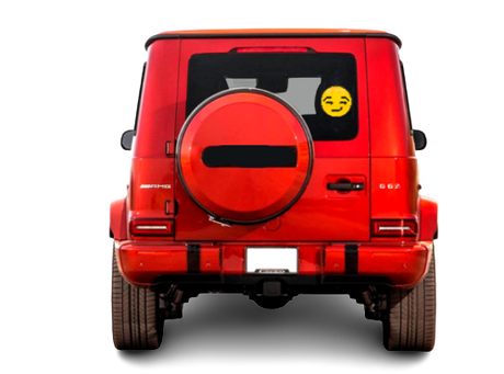 LED car window display with animated emoji content
