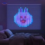 LED curtain with animated light display for indoor and outdoor use.