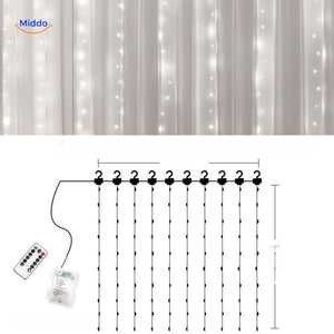 LED curtain lights in cozy setup creating warm and atmospheric ambiance.