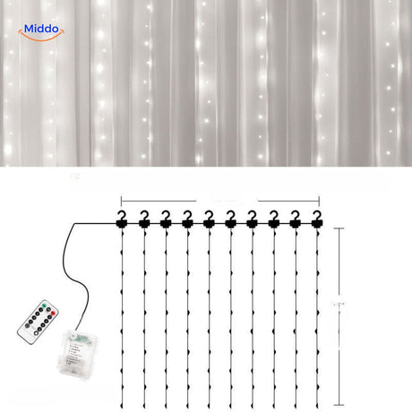 LED curtain lights in cozy setup creating warm and atmospheric ambiance.