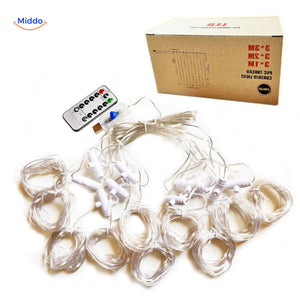 LED light strings controlled via remote with full color customization.