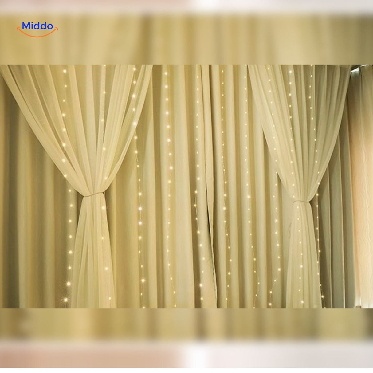USB-powered LED curtain with remote control for easy light management.
