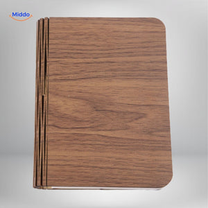LED desk lamp with modern wood finish in contemporary minimalist style