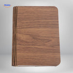 LED desk lamp with modern wood finish in contemporary minimalist style