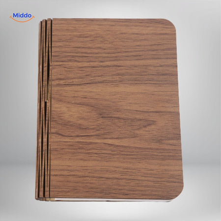 LED desk lamp with modern wood finish in contemporary minimalist style