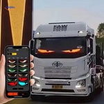 DriveFlex LED display with devil eyes effect and orange lights mounted on truck.
