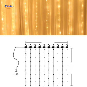 LED door curtain with trendy light effects creating stylish home ambiance.