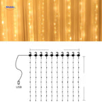 LED door curtain with trendy light effects creating stylish home ambiance.