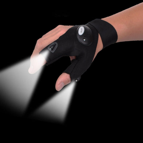 LED gloves with bright illumination for enhanced visibility at night.