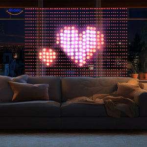 LED heart-shaped light effects perfect for festive decoration and events.