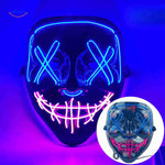 LED glow mask featuring blue, purple, and pink light effects for parties.
