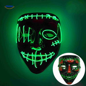 Light-up mask featuring green LED glow with stitch character style.