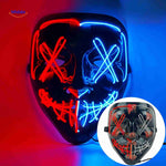 Horror-inspired LED mask with red and blue glowing light effects.
