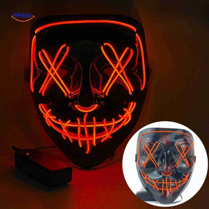 LED Halloween mask with intense red neon light for eye-catching style.