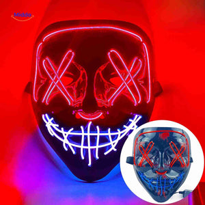LED light-up Halloween mask with eerie red and purple glow combination.