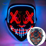 Spooky LED light-up mask with bright red and blue glow.