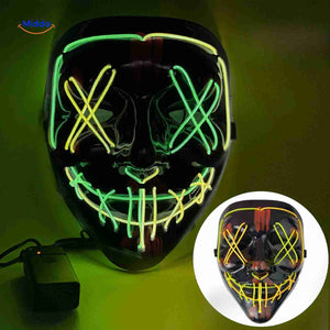 LED light-up mask in yellow and green for bright, energetic party costumes.