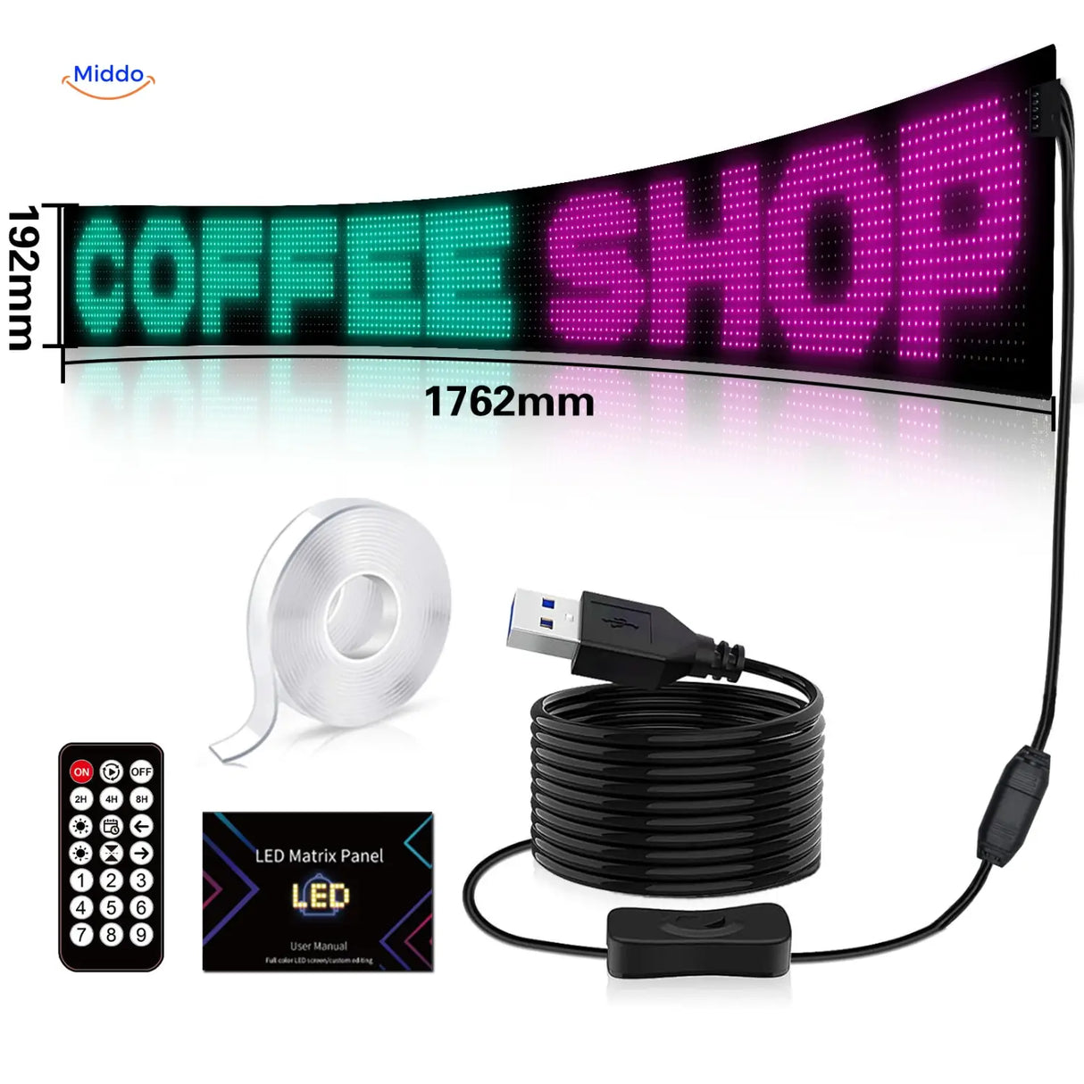 DriveFlex 16x192 LED matrix panel specifications and dimensions.