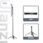 12W soft LED lamp on adjustable 207cm tripod for professional studio lighting.