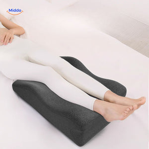 Leg elevation pillow designed specifically for foot and lower leg support positioning.
