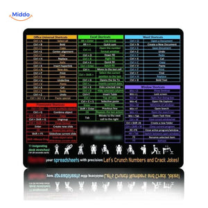 Lernopad computer mouse pad with Excel and Word shortcut keys for office desk workspace.