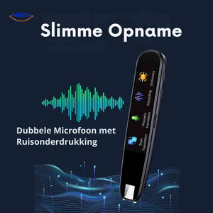 Lexipen translator pen featuring dual microphones with advanced noise cancellation.