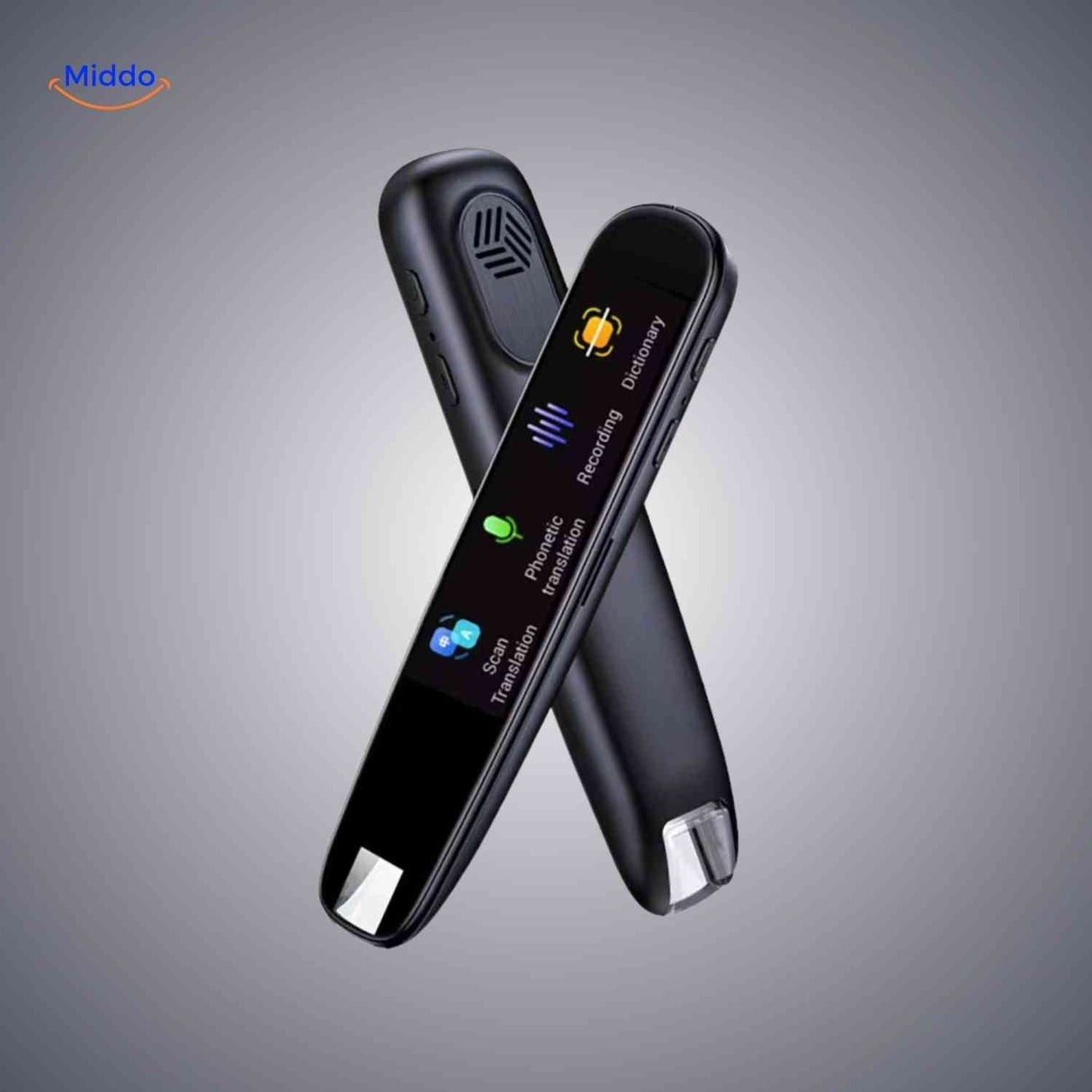 Lexipen translator pen in black with smart scanning and translation display.