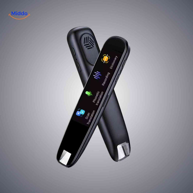 Lexipen translator pen in black with smart scanning and translation display.