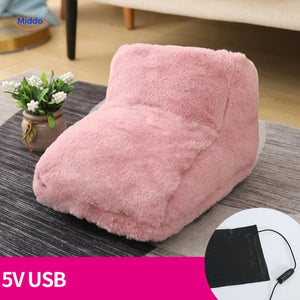 Light pink USB heated foot warmer for soothing warmth.