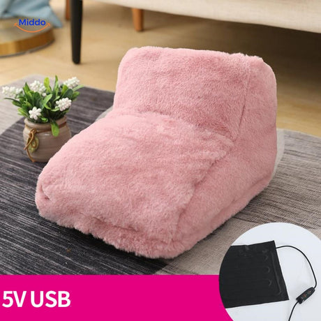 Light pink USB heated foot warmer for soothing warmth.