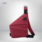 Lightweight adjustable red sling bag everyday carry.