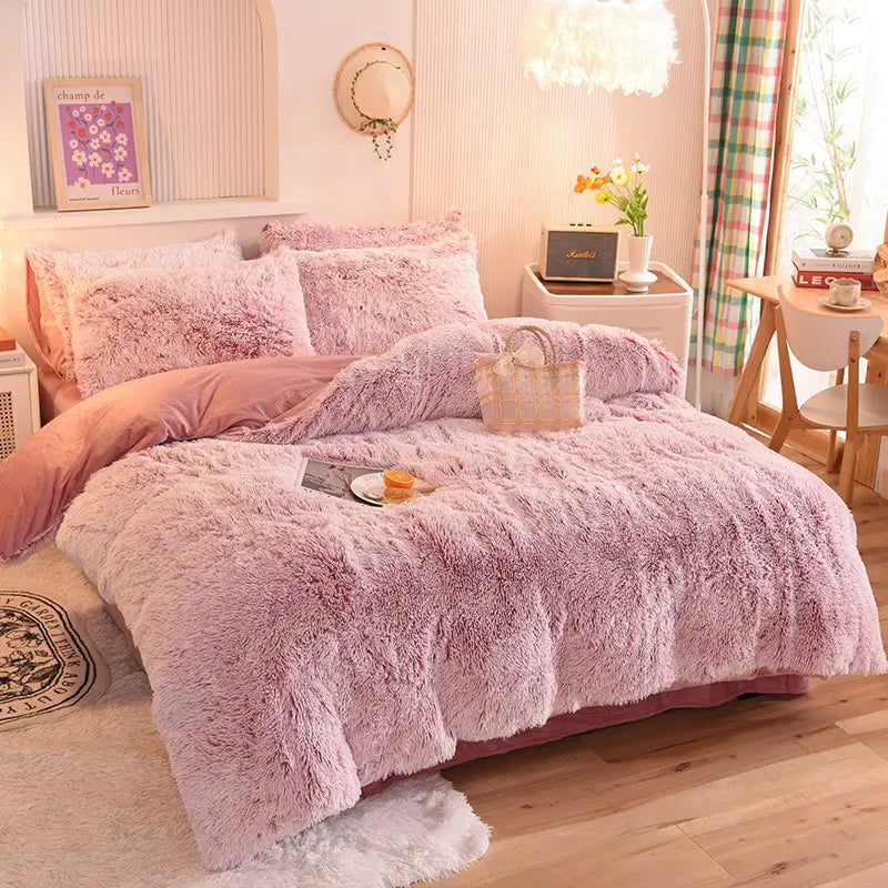 Teddy Fluffy fleece bedding set in Lilac
