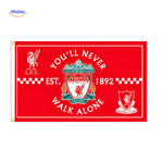 Liverpool supporters flag featuring the iconic club motto and heritage.
