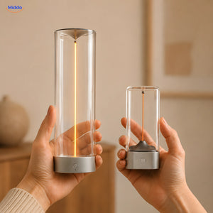 portable Luminex Premium and Compact lamps held in hands middo.shop