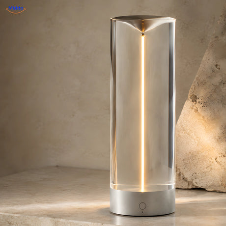 detail of round Luminex Premium lamp with platinum crystal shade middo.shop