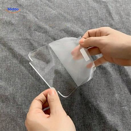 LumiNote lamp protective film application and installation guide shown step by step.