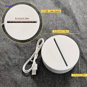 LumiNote round LED base with USB power cable and product dimensions specifications.