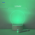 Round LumiNote memo board with dimensions and size specifications displayed on green light.