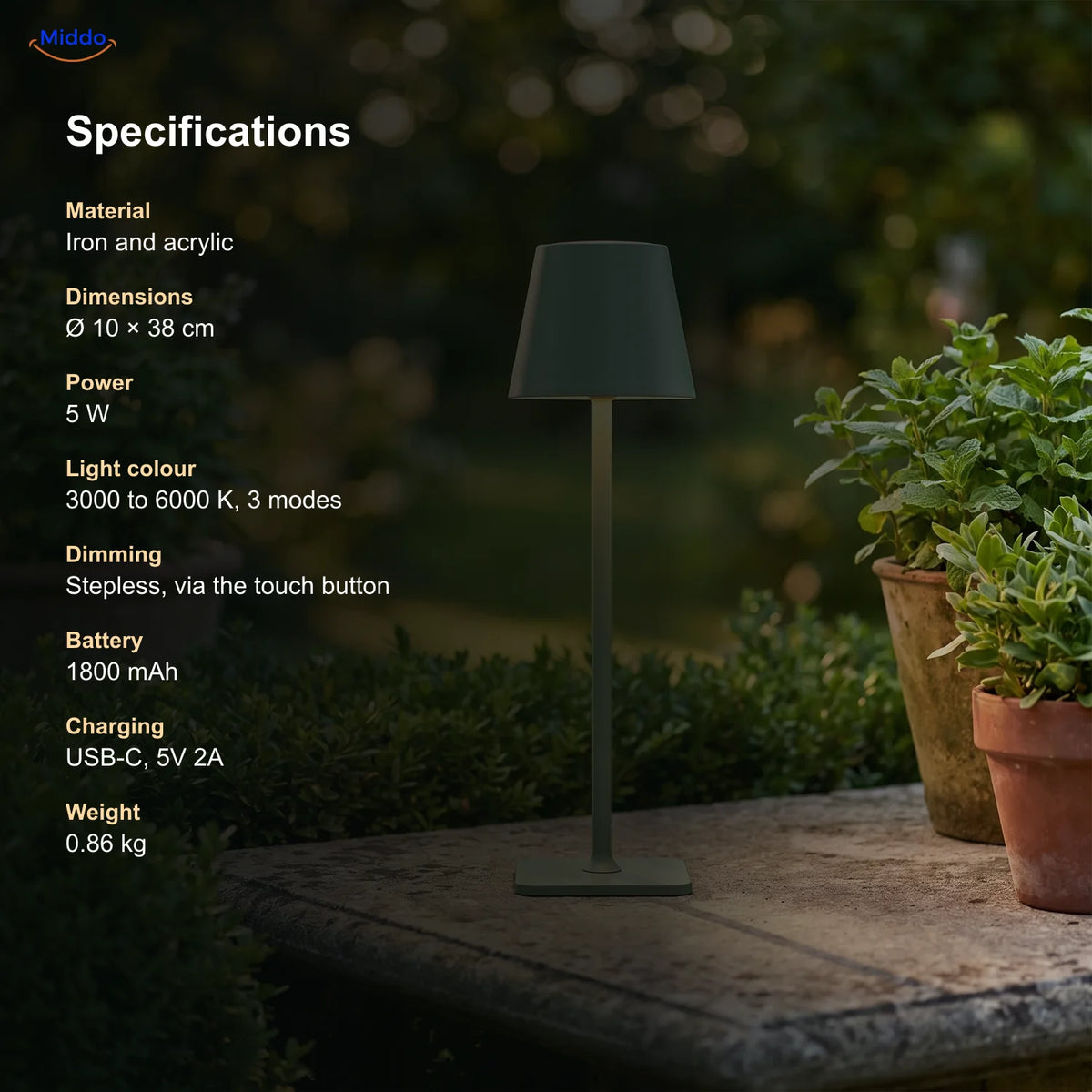 Specifications of the Lumiset table lamp