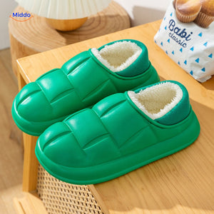 Luxury cotton slippers with anti-slip sole and removable velvet lining