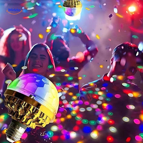 LED magic ball rotating disco light with vibrant color effects.