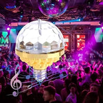 Party venue illuminated with rotating magic ball LED lighting effects.