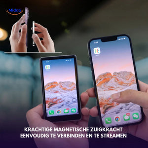 MagnoScreen magnetic attachment securely connects to smartphone.
