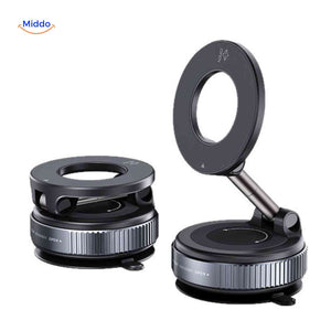 Magnetic phone holder aligned in optimal MagSafe fast-charging position for wireless charging on the go