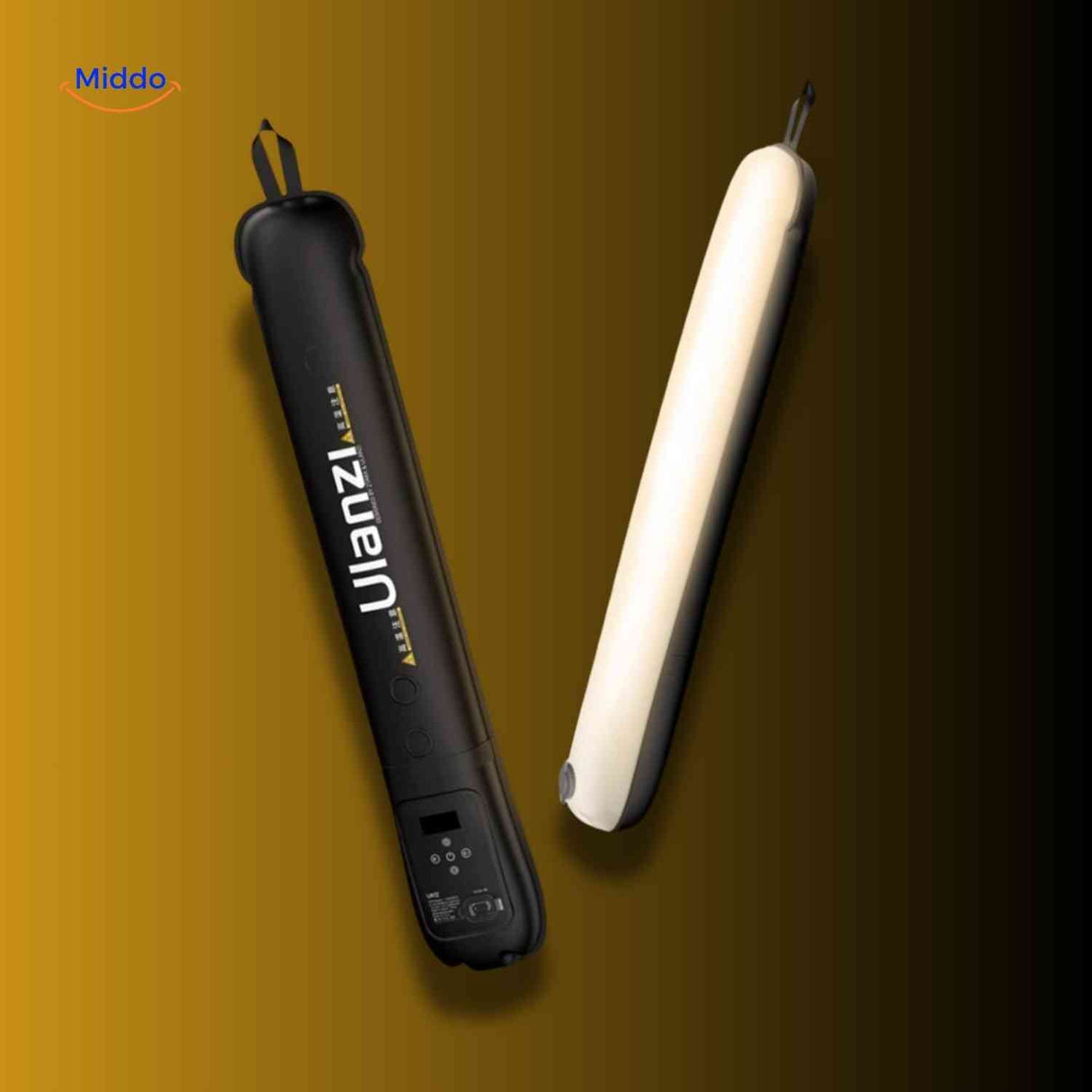 Sleek black and white magnetic LED tube light with modern minimalist design.